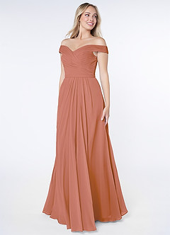 Azazie Audrianna Robes de demoiselle d'honneur Robe Trapèze Convertible en Mousseline de soie Schulterfrei gerafft Mai Tai image2