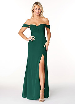 Azazie Joretta Bridesmaid Dresses Emerald A-Line Sweetheart Neckline Chiffon Convertible Dress image1