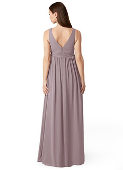 Azazie Yetta Abiti da damigella d'onore premaman Abito A-Line Arricciato con Scollo a V Chiffon Floor-Length image2