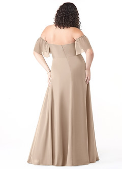 Azazie Sue Bridesmaid Dresses Taupe A-Line Off the Shoulder Chiffon Convertible Dress image7