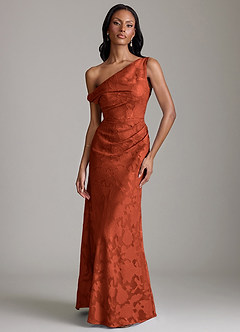 Azazie Emerson 신부 들러리 드레스 인어 오프 더 숄더 플로럴 번아웃 바닥 길이 드레스 image1