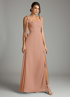 Azazie Debra Bridesmaid Dresses Champagne Rose A-Line with Pockets Chiffon Convertible Dress image1