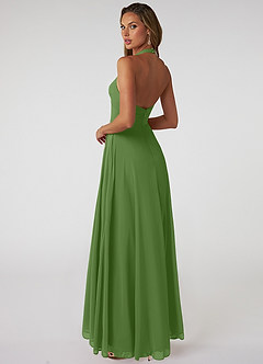 Azazie Tessie Bridesmaid Dresses Basil A-Line V-Neck Pleated Chiffon Dress image2
