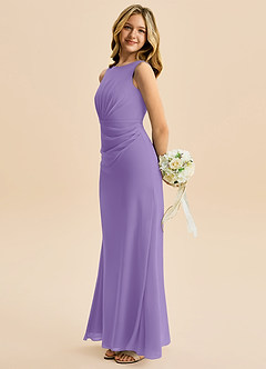 Azazie Floris Junior Jurk van Chiffon met A-Lijn Geplooid Tahiti image5