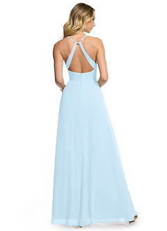 Azazie Davis Bridesmaid Dresses Sky Blue A-Line V-Neck Chiffon Dress image5