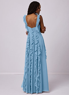 Barbie ♥ Azazie Bridesmaid Dresses Steel Blue A-Line with Pockets Chiffon Dress image2