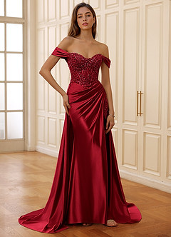 Rowane Rouge Robe de bal corsetée en dentelle transparente et strass image5