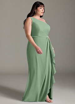 Azazie Liza Vestidos de madrinha de casamento Vestir Matchá de Chiffon de sereia com Um ombro image9