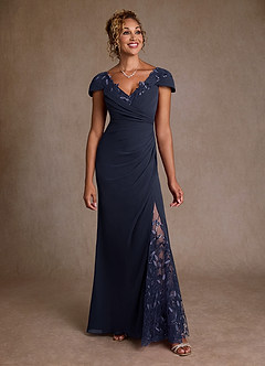 Azazie Betania Mother of the Bride Dresses Dark Navy Mermaid Sequins Chiffon Dress image1