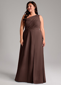 Azazie Phaedra Bridesmaid Dresses Ganache A-Line One Shoulder Chiffon Dress image8