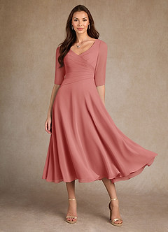 Azazie Durant Mother of the Bride Dresses Antique Rose A-Line Pleated Chiffon Dress image2