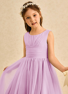 Azazie Macaron Flower Girl Dresses Candy Pink A-Line Pleated Tulle Dress image5