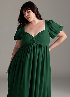 Azazie Madisynn Maternity Bridesmaid Dresses Bow Chiffon Floor-Length Dress image9