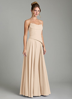 Azazie Gabriela Bridesmaid Dresses White Alabaster A-Line Corset Chiffon Dress image5