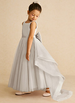 Azazie Pumpkin Flower Girl Dresses Frost A-Line Convertible Tulle Dress image4