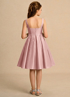 Azazie Jello Girls Formal Final Sale Dusty Blue Ball-Gown Pleated Matte Satin Dress image2