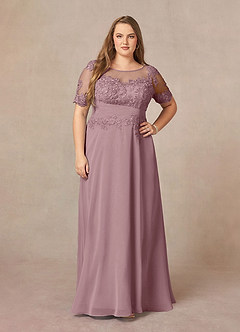 Azazie Raissa Mother of the Bride Dresses Dusty Rose A-Line Lace Chiffon Dress image9