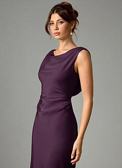 Azazie Kieryn Brautjungfernkleider Meerjungfrau-Linie Plissee Stretch-Satin Kleid Pflaume image4