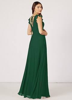 Azazie Claudine Bridesmaid Dresses A-Line Flutter Sleeve Chiffon Floor-Length Dress image5