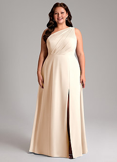 Azazie Phaedra Bridesmaid Dresses White Alabaster A-Line One Shoulder Chiffon Dress image1