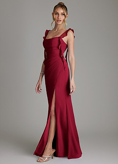 Azazie Jessamine Bridesmaid Dresses Burgundy Mermaid Corset Chiffon Dress image5