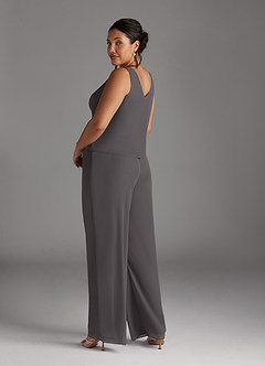 Azazie Frances Mother of the Bride Dresses Steel Grey Jumpsuit/Pantsuit Scoop Mesh Dress image13