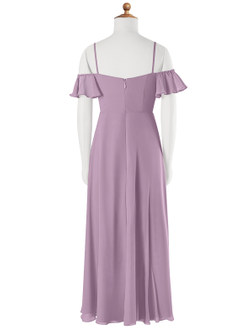 Azazie Juna Junior Robe Trapèze en Mousseline de soie Épaule décolletée Glycine image7
