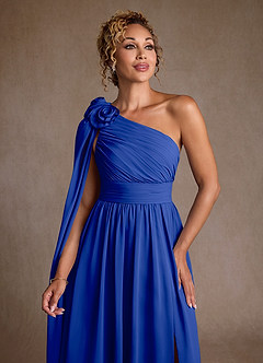 Azazie Lancaster Mère de la mariée Robes Robe Trapèze en Mousseline de soie Ue épaule Bleu Roi image6