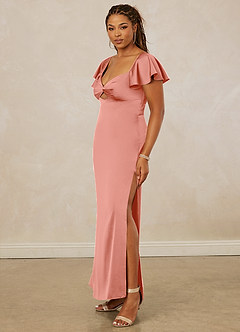 Christian Siriano Bridal for Azazie 1005 Bridesmaid Dresses Coral Sheath Sweetheart Neckline Stretch Satin Dress image11