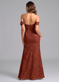 Azazie Saige Bridesmaid Dresses Terracotta A-Line Off the Shoulder Floral Burnout Convertible Dress image6