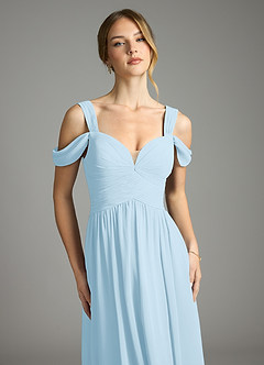 Azazie Lianne Bridesmaid Dresses Sky Blue A-Line Off the Shoulder Chiffon Dress image3