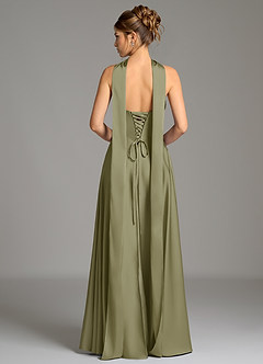 Azazie Ayla Bridesmaid Dresses Pistachio A-Line Corset Stretch Satin Dress image7
