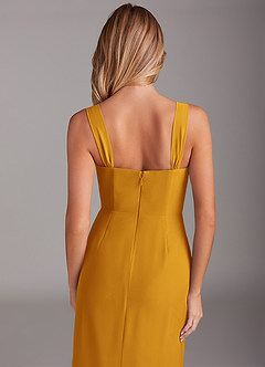 Azazie Denice Brautjungfernkleider Etui Gefaltet Chiffon Kleid Butterscotch image8