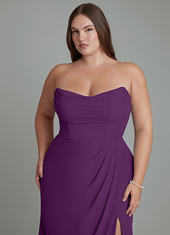 Azazie Johana Bridesmaid Dresses Grape Mermaid Off the Shoulder Chiffon Convertible Dress image15