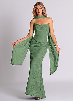 Azazie Sorrel Bridesmaid Dresses Eucalyptus Mermaid Corset Floral Burnout Convertible Dress image1