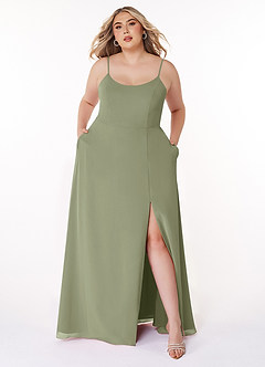 Azazie Moira Bridesmaid Dresses Pistachio A-Line Scoop Chiffon Dress image8