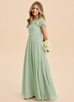 Azazie Cady Junior Dusty Sage A-Line Pleated Chiffon Dress image7