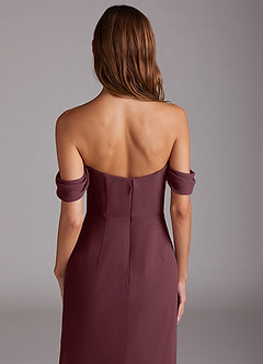 Azazie Saige Jurken voor bruidsmeisjes Converteerbaar Jurk van Chiffon met A-Lijn Off the Shoulder Sangria image6