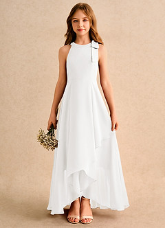 Azazie Boop Junior Formal Flower Girl Dresses Ivory A-Line Bow Chiffon Dress image1