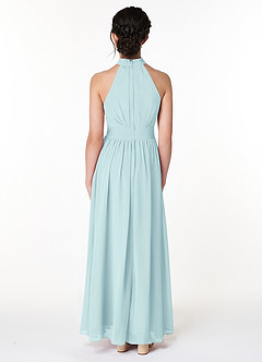Azazie Iman Junior Sea Glass A-Line Pleated Chiffon Dress image2