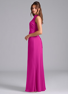 Azazie Evadne Vestidos de damas de honor Vestido de Fucsia de Gasa de Corte en A con Plisado image6