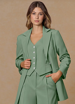 front Rowan Matcha Traje de tres piezas de alto rendimiento con tejido refinado