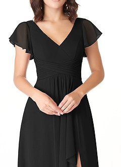 Azazie Omari Abiti da Damigella Abito A-Line in Chiffon Nero image5