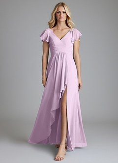 Azazie Omari Bridesmaid Dresses Frosted Lilac A-Line Chiffon Dress image3