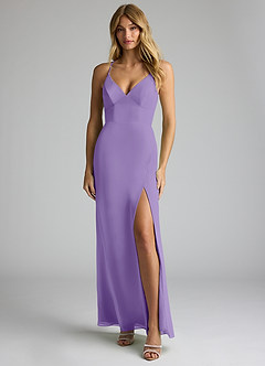 Azazie Becca Bridesmaid Dresses Tahiti Sheath V-Neck Chiffon Dress image1