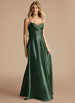 Azazie Oliana Robes de demoiselle d'honneur Robe Trapèze en Satiné métallisé Plissée Eucalyptus image4