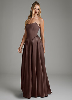 Azazie Arden Bridesmaid Dresses Ganache A-Line Corset Stretch Satin Dress image5
