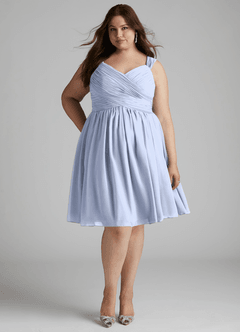 Azazie Angie Brautjungfernkleider A-Linie Korsett Chiffon Kleid Eis image11