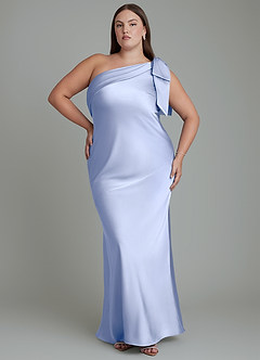 Azazie Yuanna Bridesmaid Dresses Ice Mermaid One Shoulder Stretch Satin Dress image8