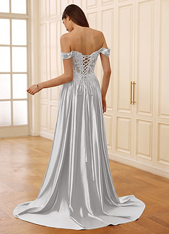 Rowane Silver Corset Rhinestone Sheer Lace Prom Dress image9